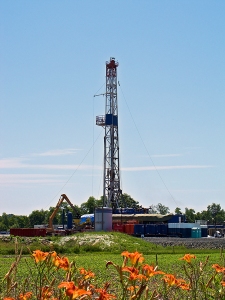Fracking well head drilling site